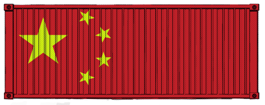 Shipping container with China flag