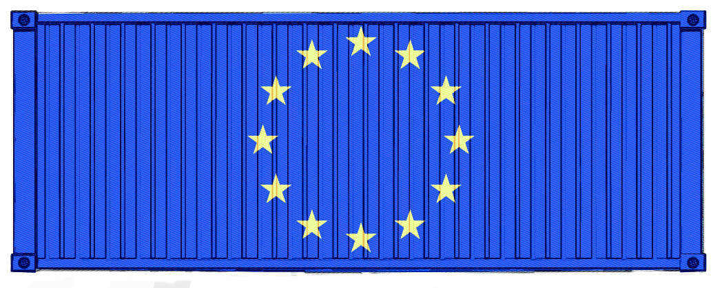 Shipping container with EU flag