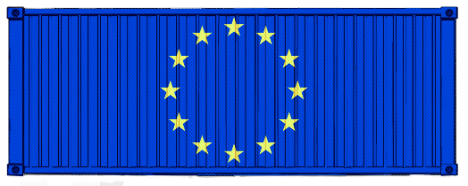 Shipping container with EU flag